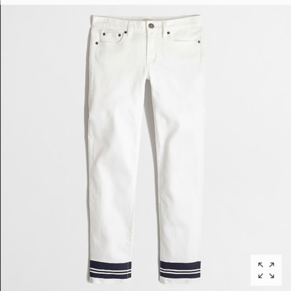 J Crew Grosgrain Striped Hem Skinny Jeans - 26 - Picture 1 of 8